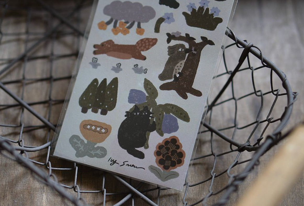 Ivy Snow Green Forest Life Stickers