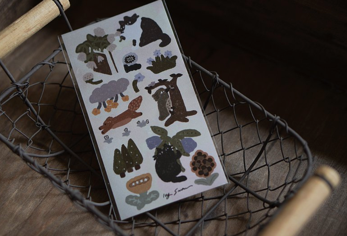 Ivy Snow Green Forest Life Stickers