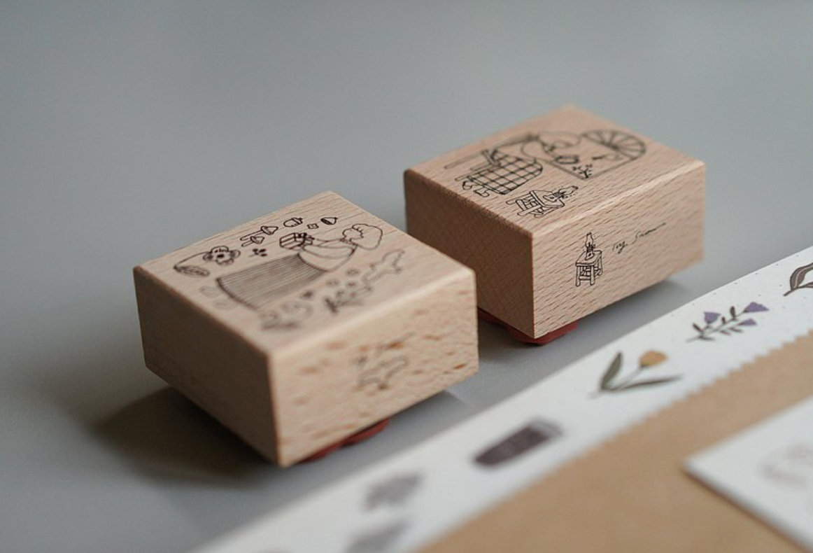 Ivy Snow Book Reading Rubber Stamp