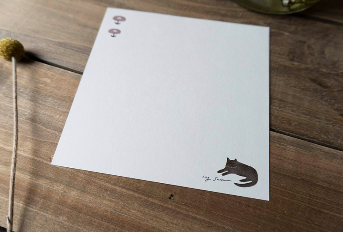 Ivy Snow Cat Flower and Cup Postcard