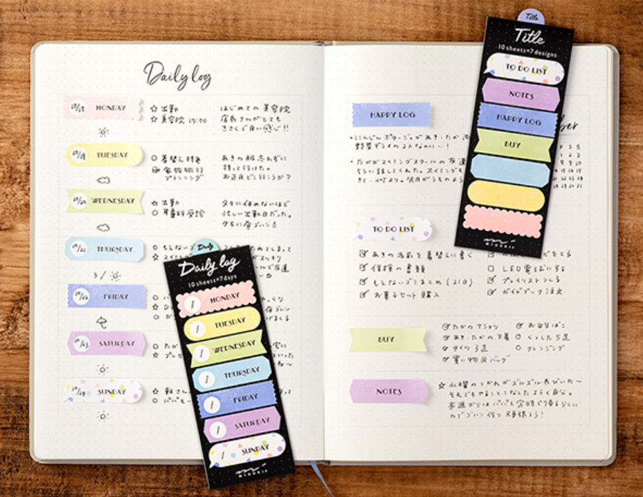 Midori Sticky Note-Daily Log Rainbow - Smidapaper Ikigai Shop