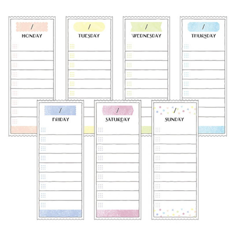 Midori Sticky Note-Weekly Log Colourful Simple - Smidapaper Ikigai Shop
