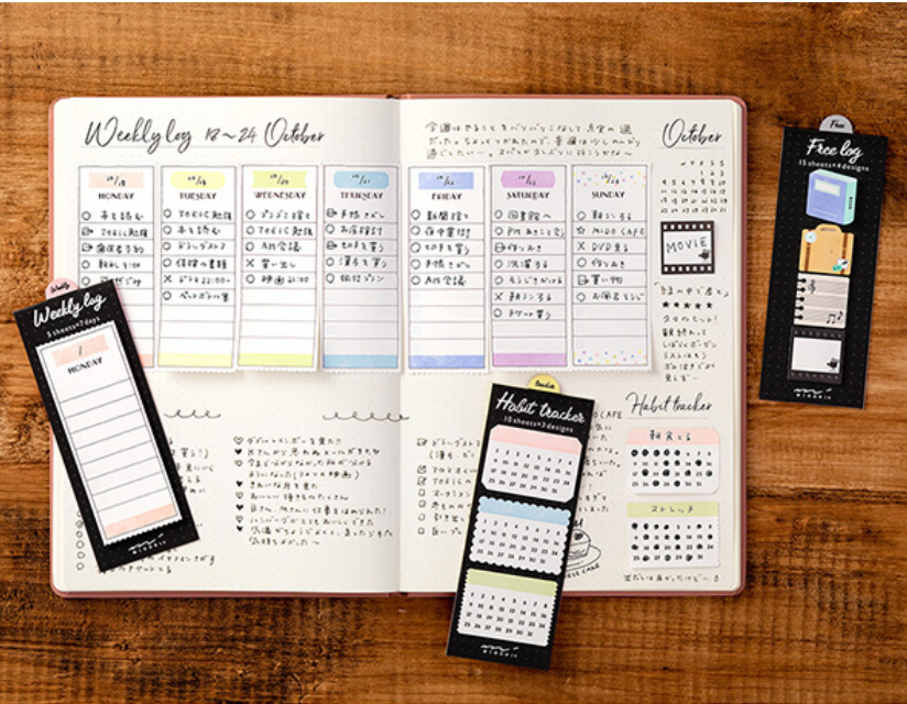 Midori Sticky Note-Weekly Log Colourful Simple - Smidapaper Ikigai Shop