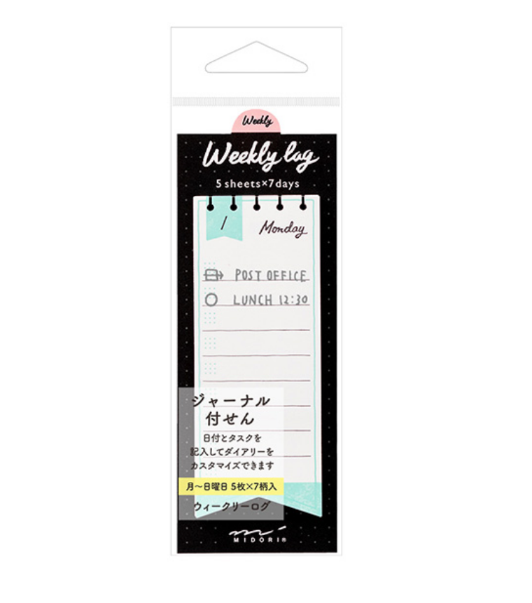Midori Sticky Note-Weekly Log Colourful Ribbon - Smidapaper Ikigai Shop