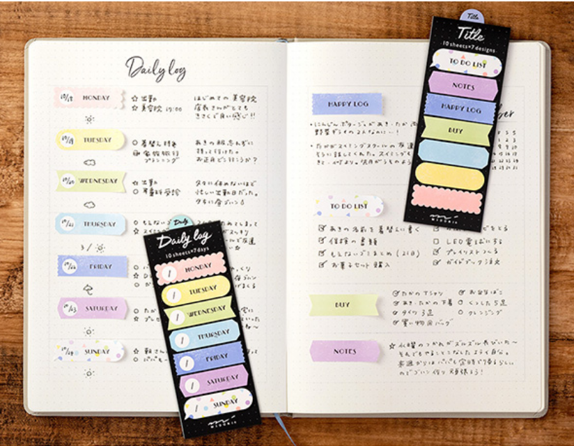 Midori Sticky Note-Title Colourful Pattern - Smidapaper Ikigai Shop