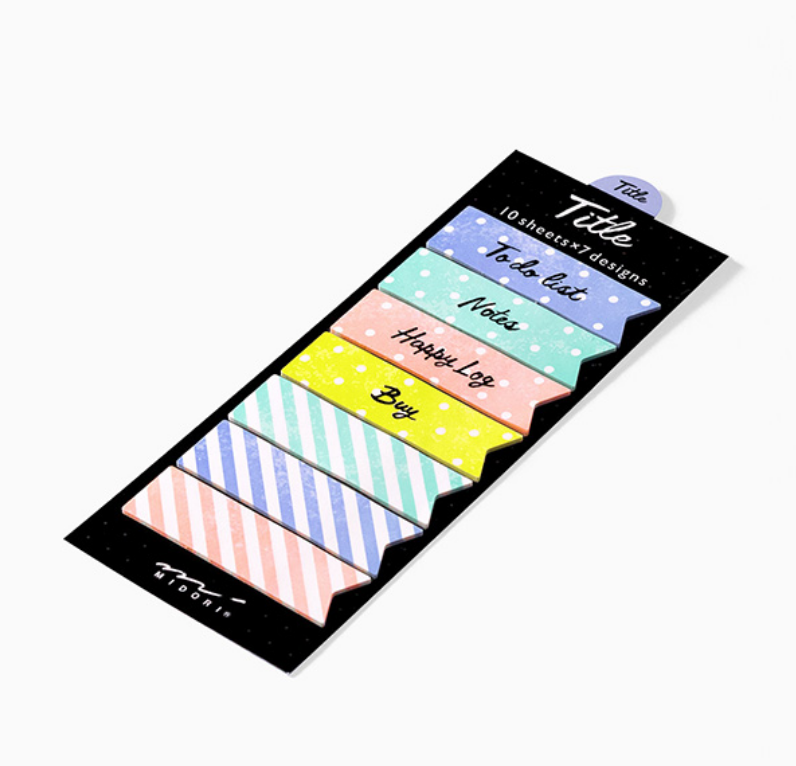 Midori Sticky Note-Title Colourful Ribbon - Smidapaper Ikigai Shop
