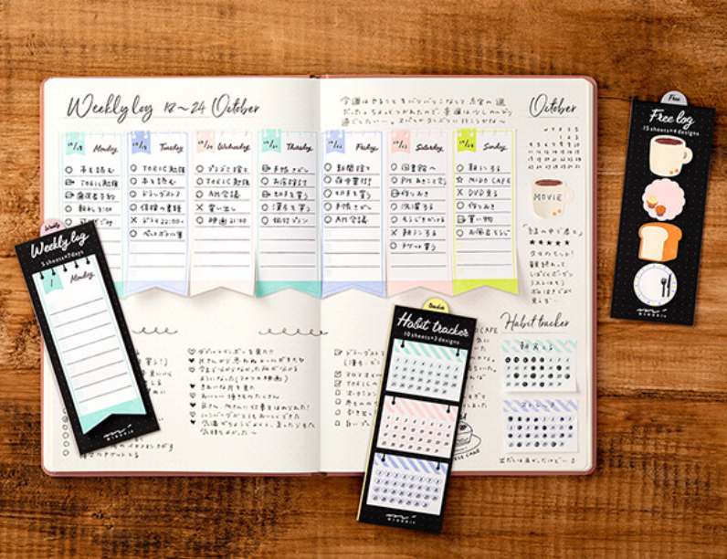 Midori Sticky Note-Habit Tracker Stripes - Smidapaper Ikigai Shop