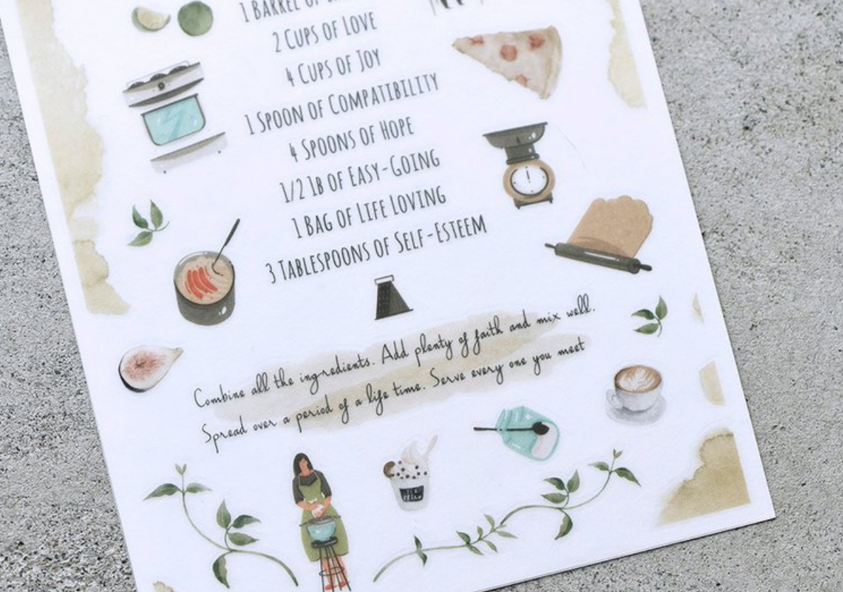 MU Print-On Stickers-077 Recipe for Life - Smidapaper Ikigai Shop