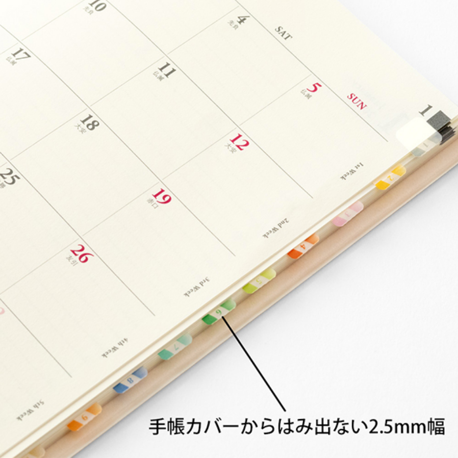 Midori Schedule Mini Rainbow Tab Stickers (48 pieces) - Smidapaper Ikigai Shop