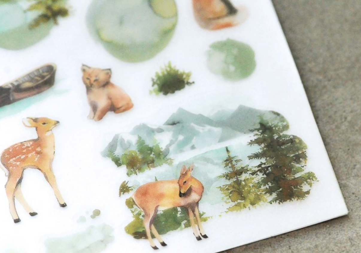 MU Print-On Stickers-096 Alpine Forest Friends - Smidapaper Ikigai Shop