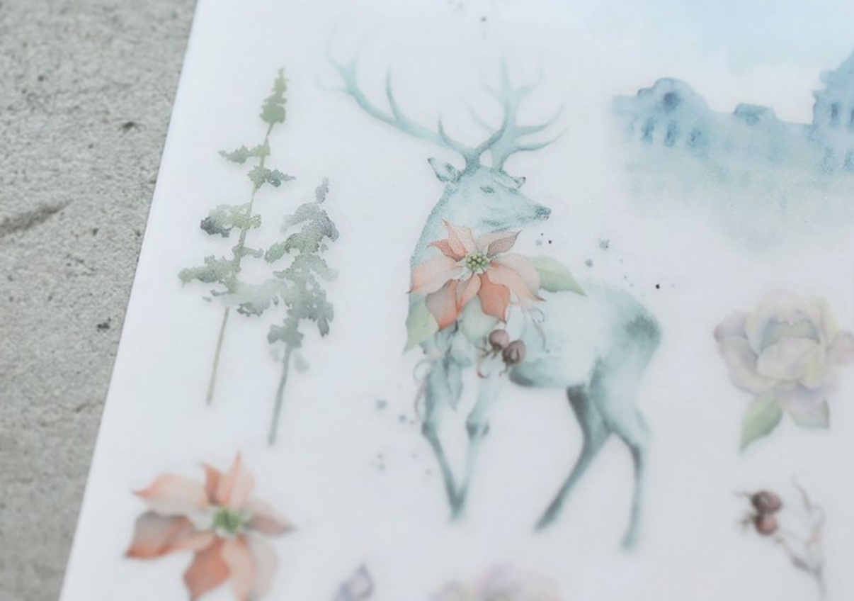 MU Print-On Stickers-101 Frosty Deer - Smidapaper Ikigai Shop