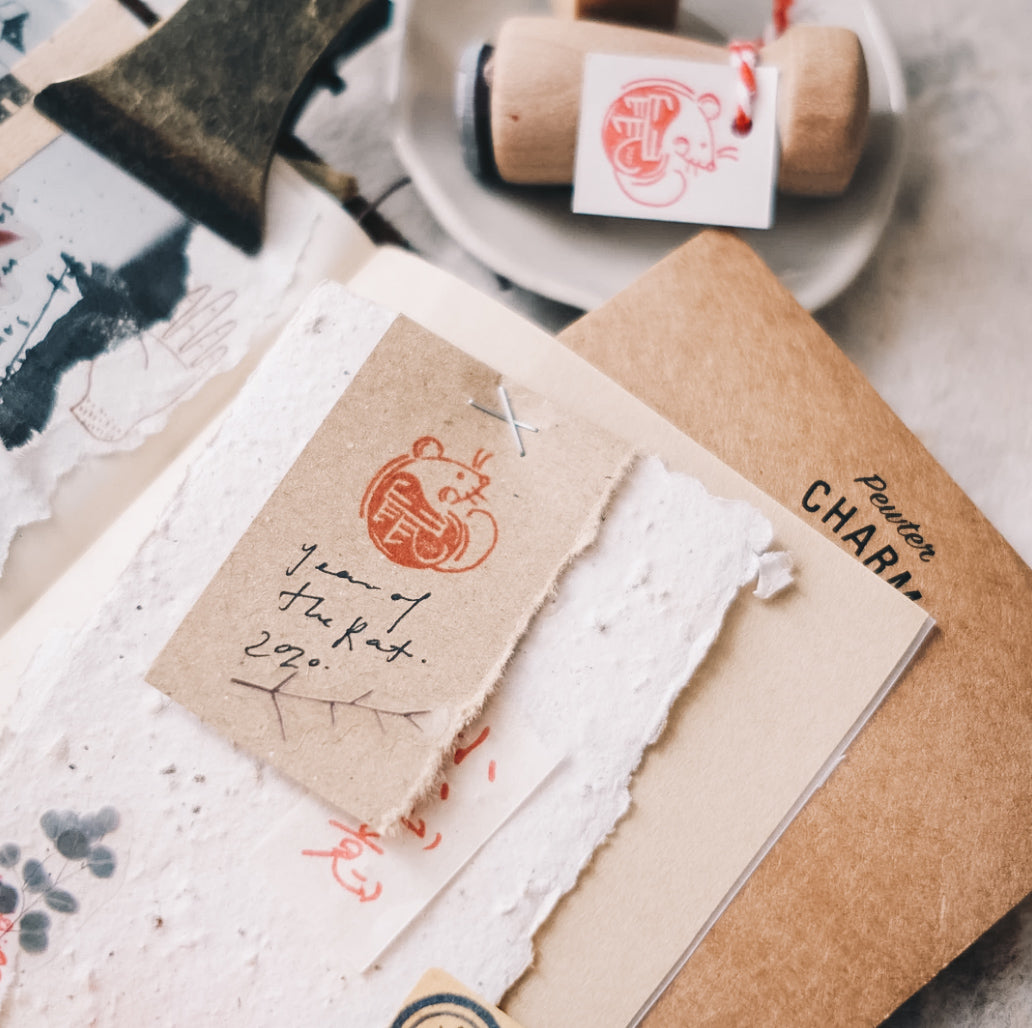 Kurukynki Year of the Rat Rubber Stamp - Smidapaper Ikigai Shop