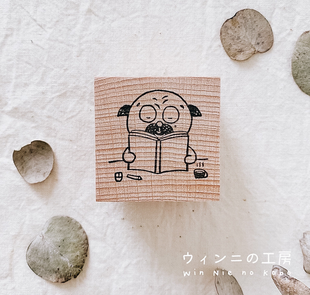 Bubu Studying Rubber Stamp - Smidapaper Ikigai Shop