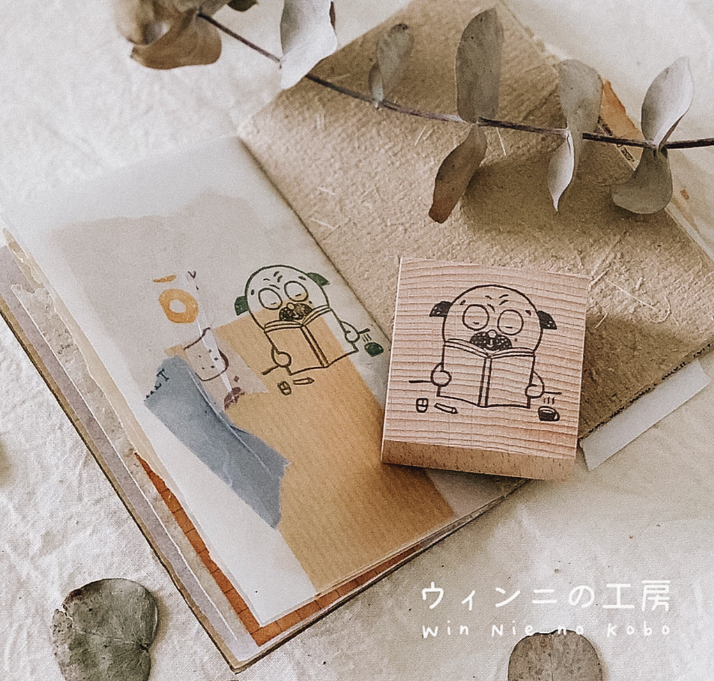 Bubu Studying Rubber Stamp - Smidapaper Ikigai Shop
