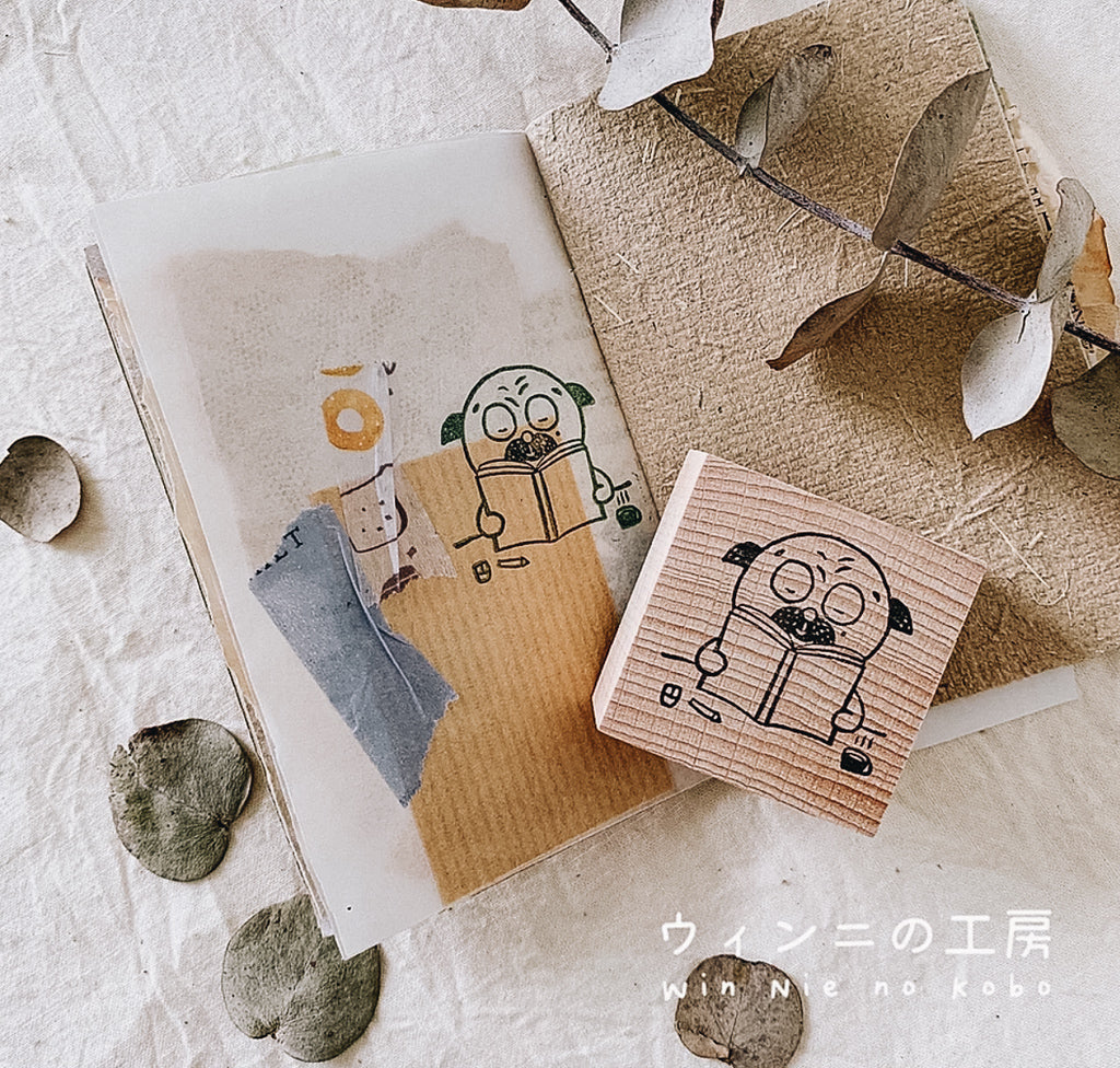 Bubu Studying Rubber Stamp - Smidapaper Ikigai Shop