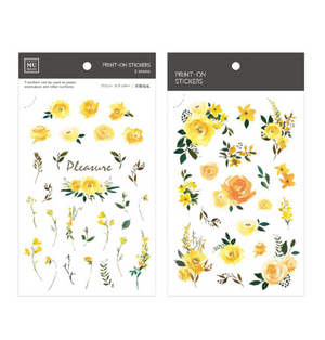 MU Print-On Stickers-106 Sunshine Yellow Flowers - Smidapaper Ikigai Shop