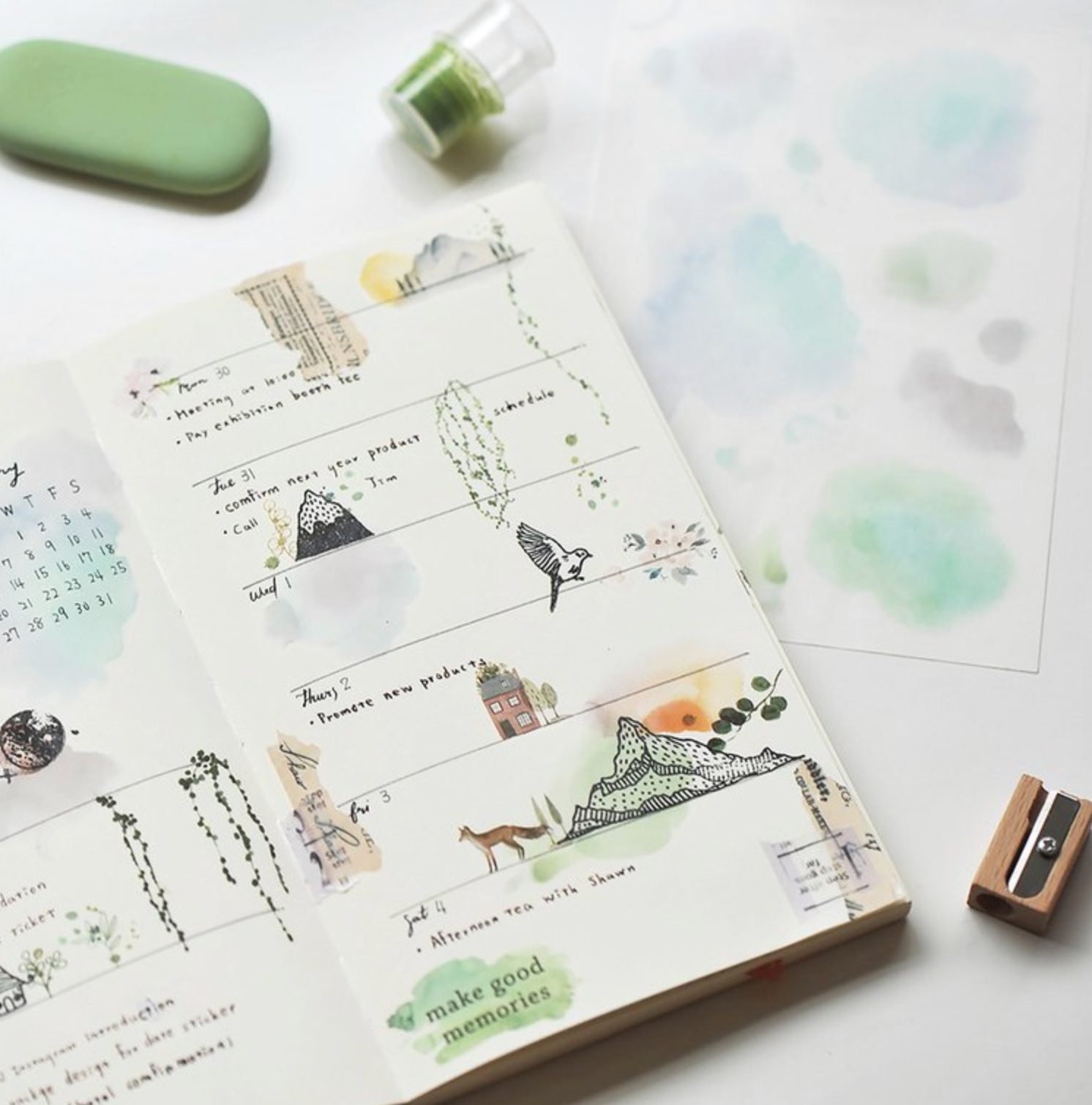MU Print-On Stickers-113 Pastel Clouds - Smidapaper Ikigai Shop
