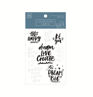 MU Crystal Rub-On Sticker 016 Dream, Live, Create - Smidapaper Ikigai Shop