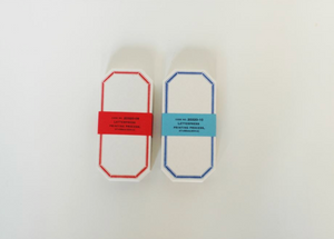 Letterpress Octagon Label Card (Blue/Red) - Smidapaper Ikigai Shop