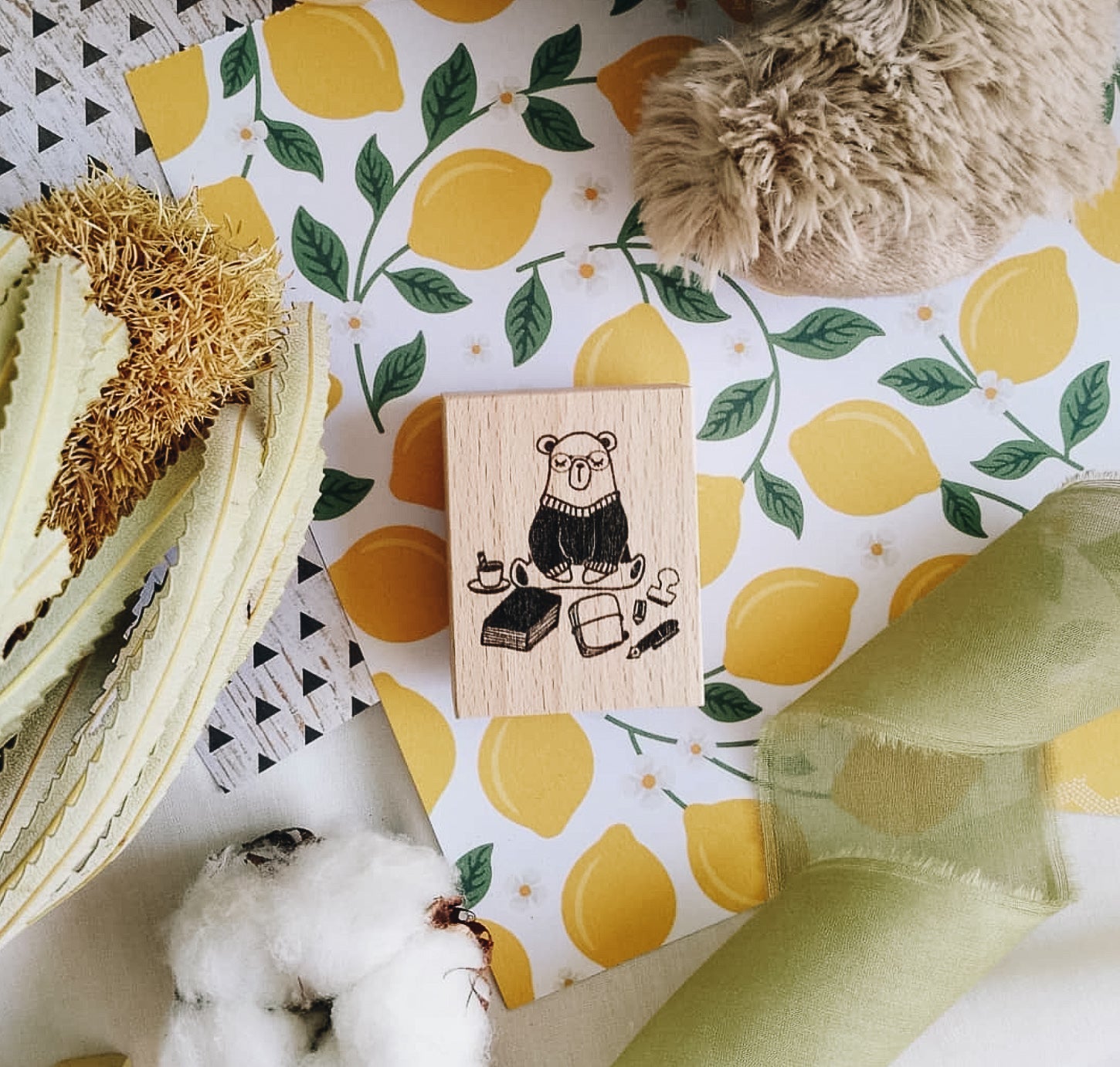 Daily Bear Rubber Stamp: Journaling Bear - Smidapaper Ikigai Shop