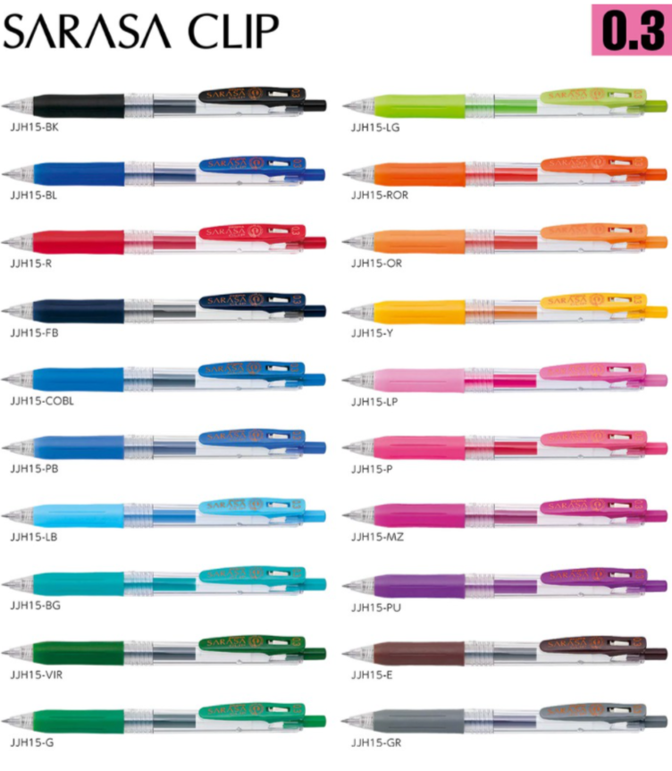Zebra Sarasa Clip 0.3 (20 colours, sold separately) - Smidapaper Ikigai Shop