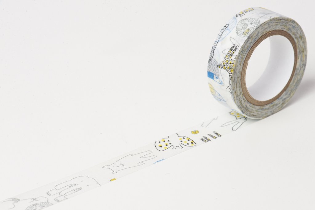 Classiky Beasts Blue Washi Tape (15mm x 10m) - Smidapaper Ikigai Shop
