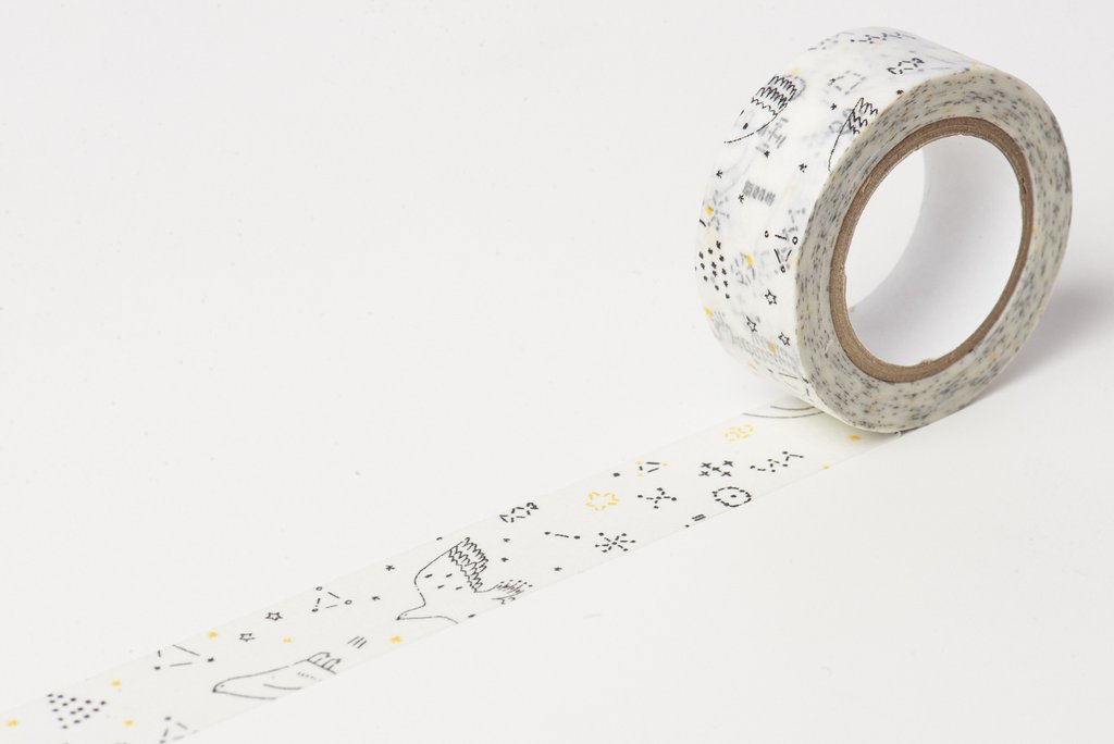 Classiky Starlit Black Washi Tape (18mm x 10m) - Smidapaper Ikigai Shop