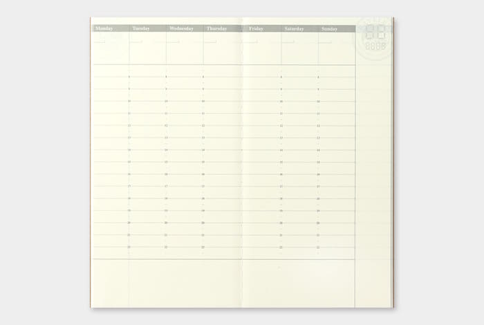 Traveler's Notebook Refill - Regular Size - 018 Weekly Free Diary Vertical - Smidapaper Ikigai Shop