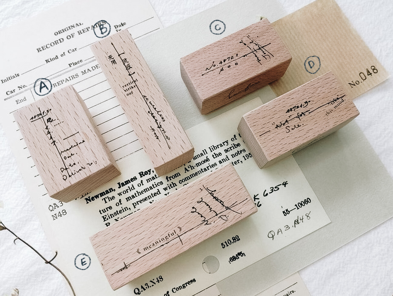 Banfan No. 3 Vertical Strikeout Rubber Stamp Set (set of 5/individual) - Smidapaper Ikigai Shop