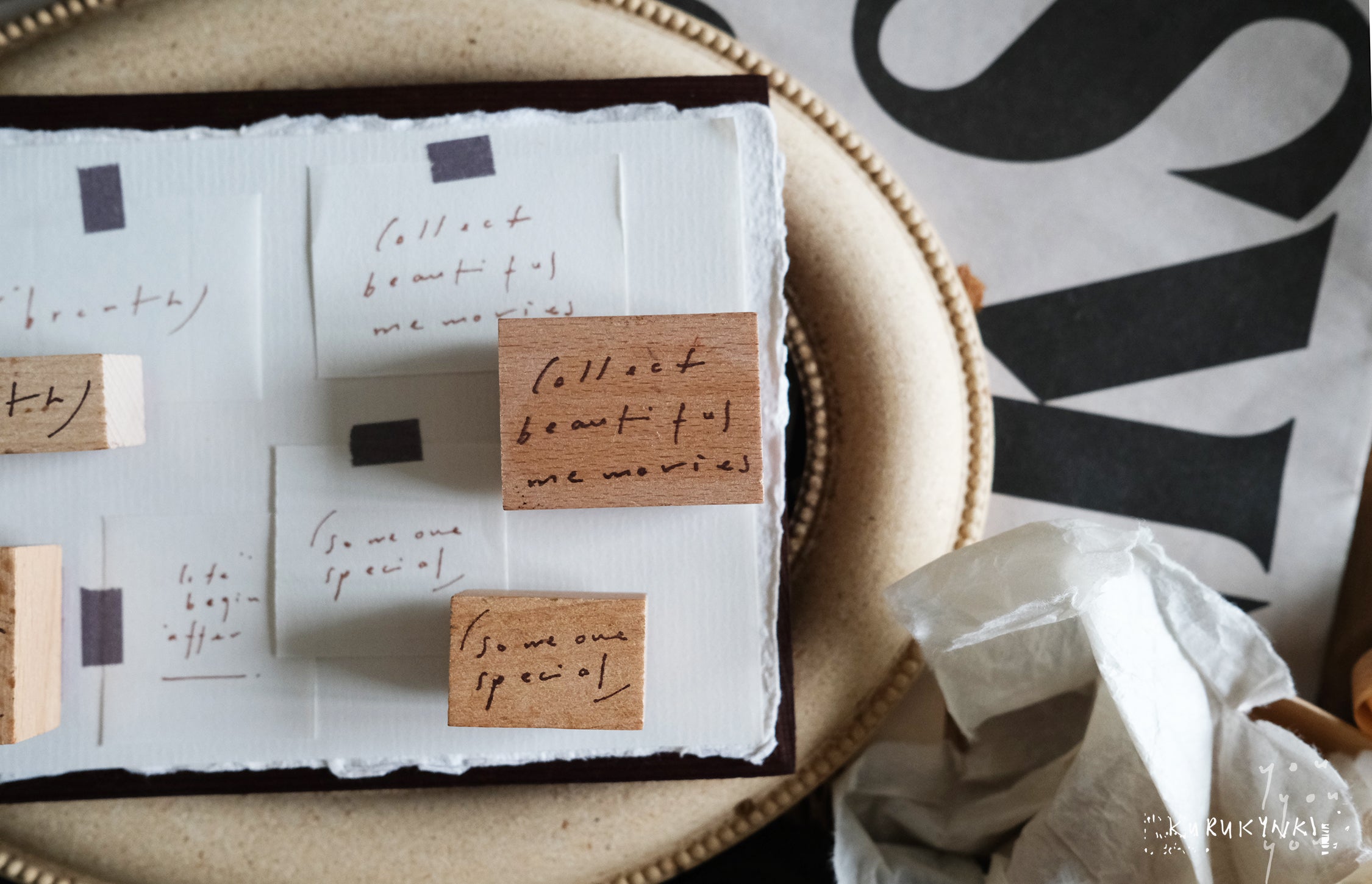 Kurukynki You:S.7 Mini Words Rubber Stamps 2 (4 designs, sold separately) - Smidapaper Ikigai Shop