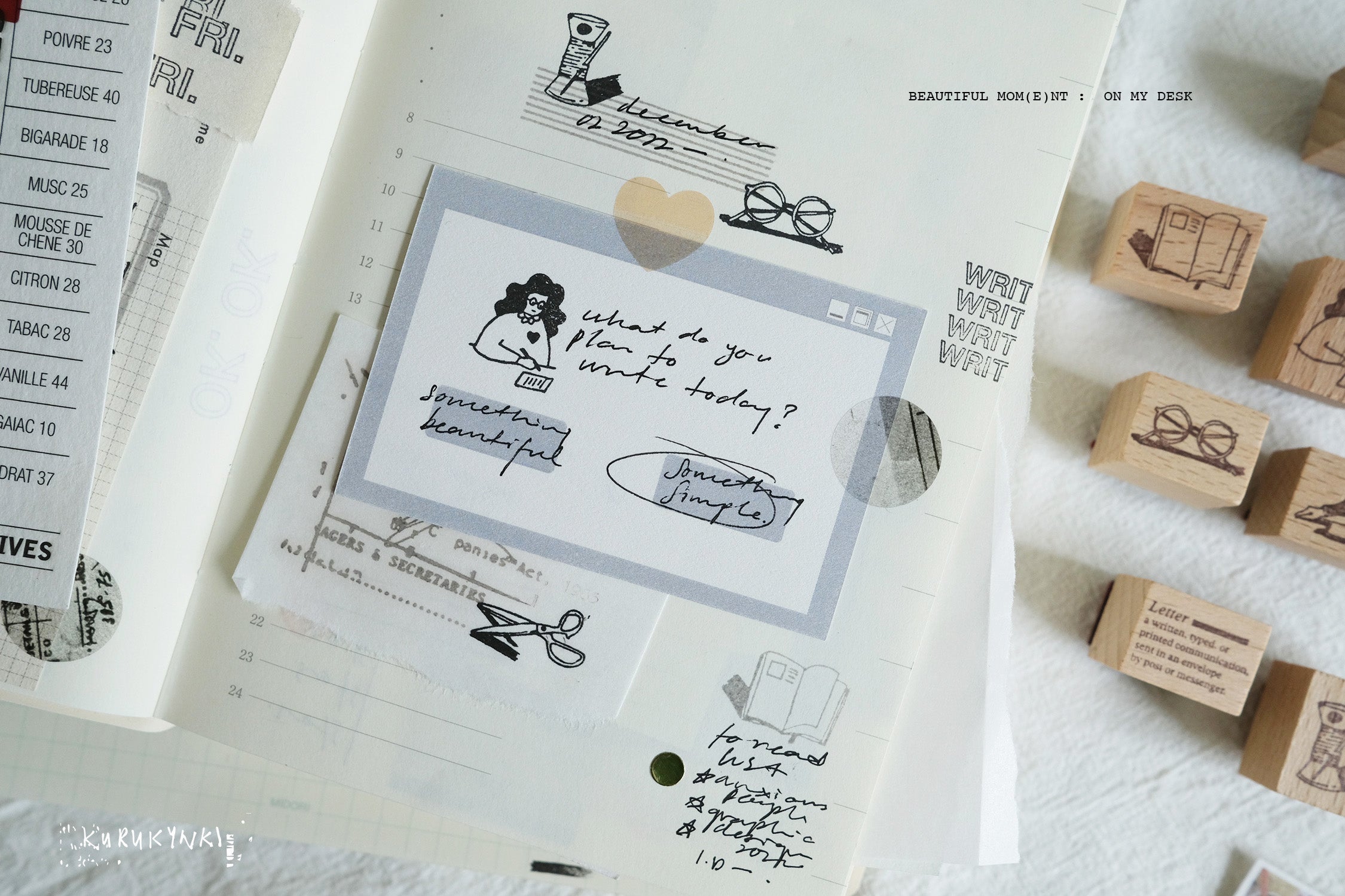 Kurukynki Beautiful Mom(e)nt: On My Desk Rubber Stamp Set