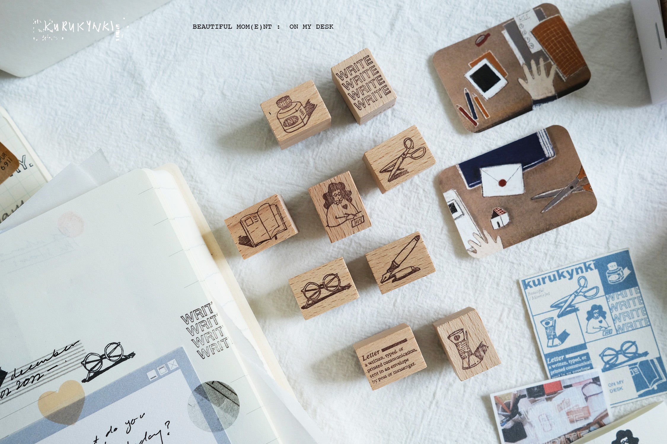 Kurukynki Beautiful Mom(e)nt: On My Desk Rubber Stamp Set