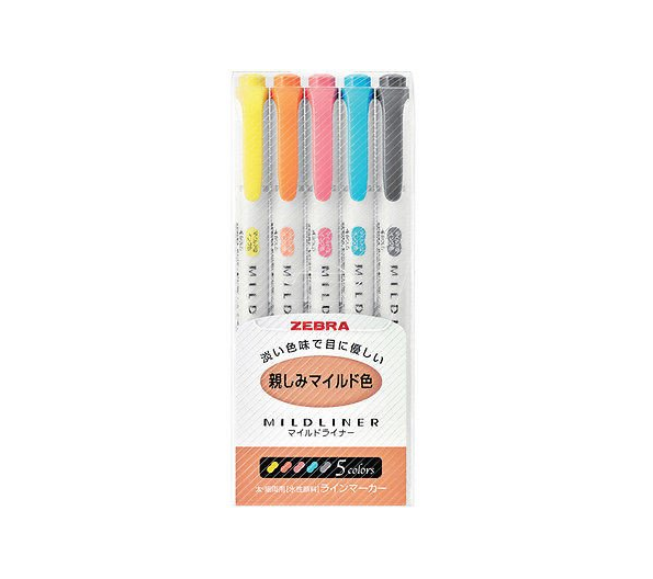 Zebra Mildliner 5 Piece Set - Smidapaper Ikigai Shop