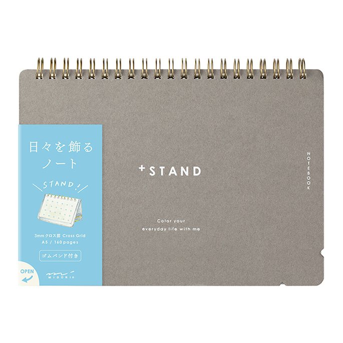 MD +Stand A5 Notebook Cross Grid - Smidapaper Ikigai Shop