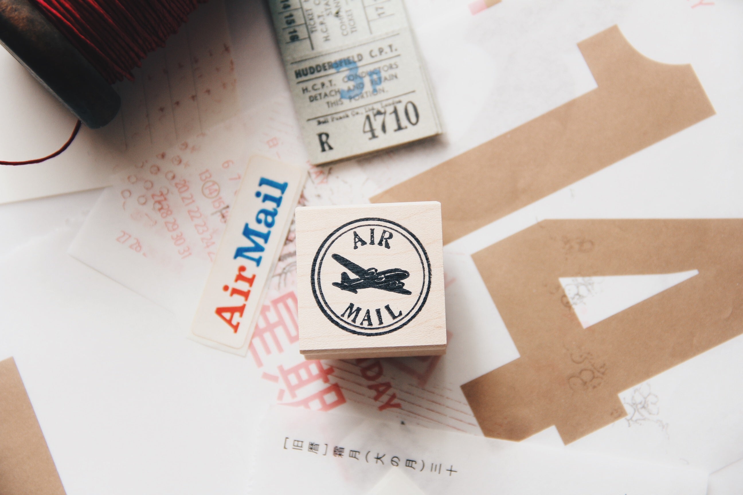 Catslife Press  Air Mail Seal rubber stamp - Smidapaper Ikigai Shop