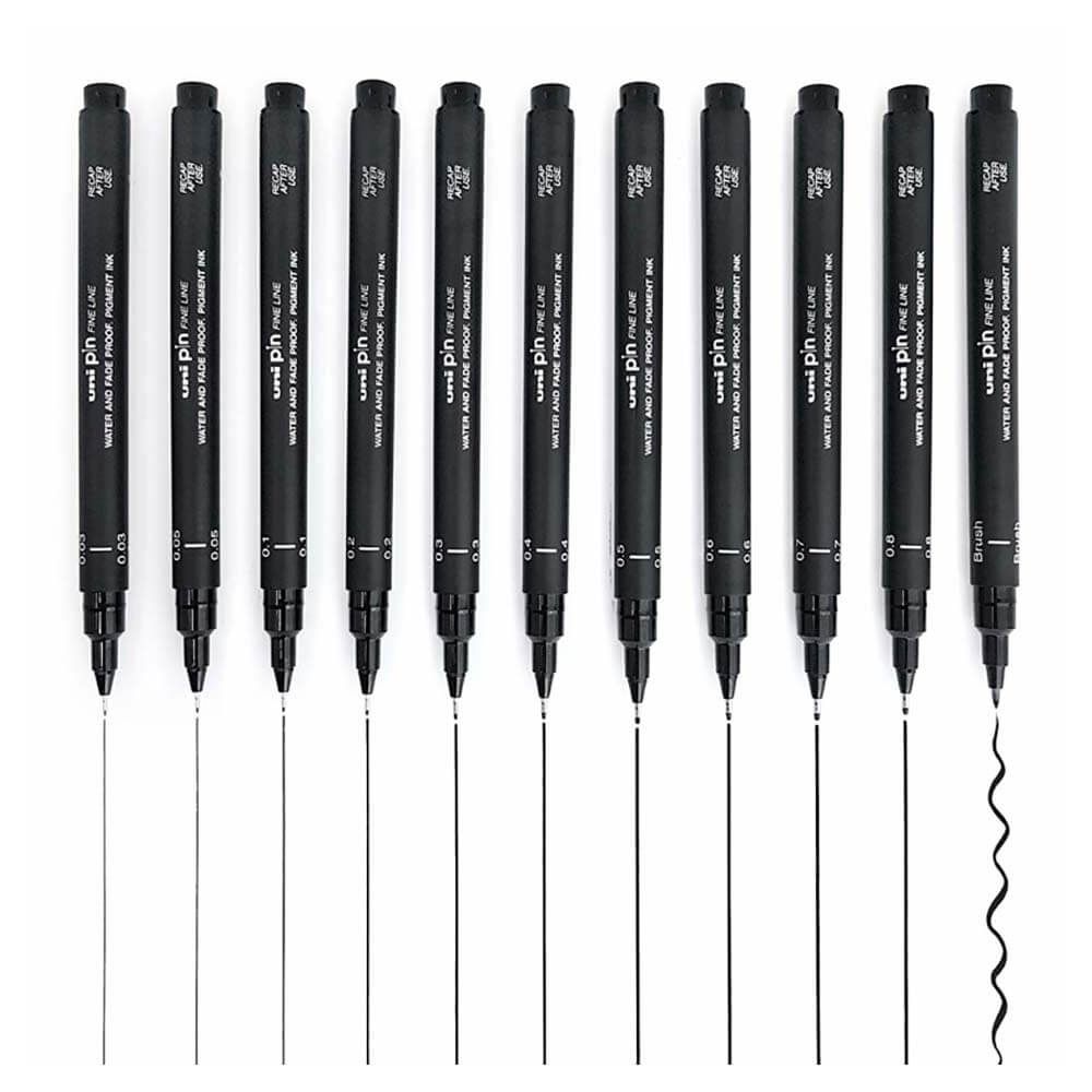 Uni Pin Fine Line Drawing Pen-Black - Smidapaper Ikigai Shop