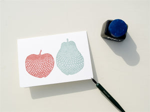 Classiky Letterpress Folded Card Large- Apple and Pear - Smidapaper Ikigai Shop