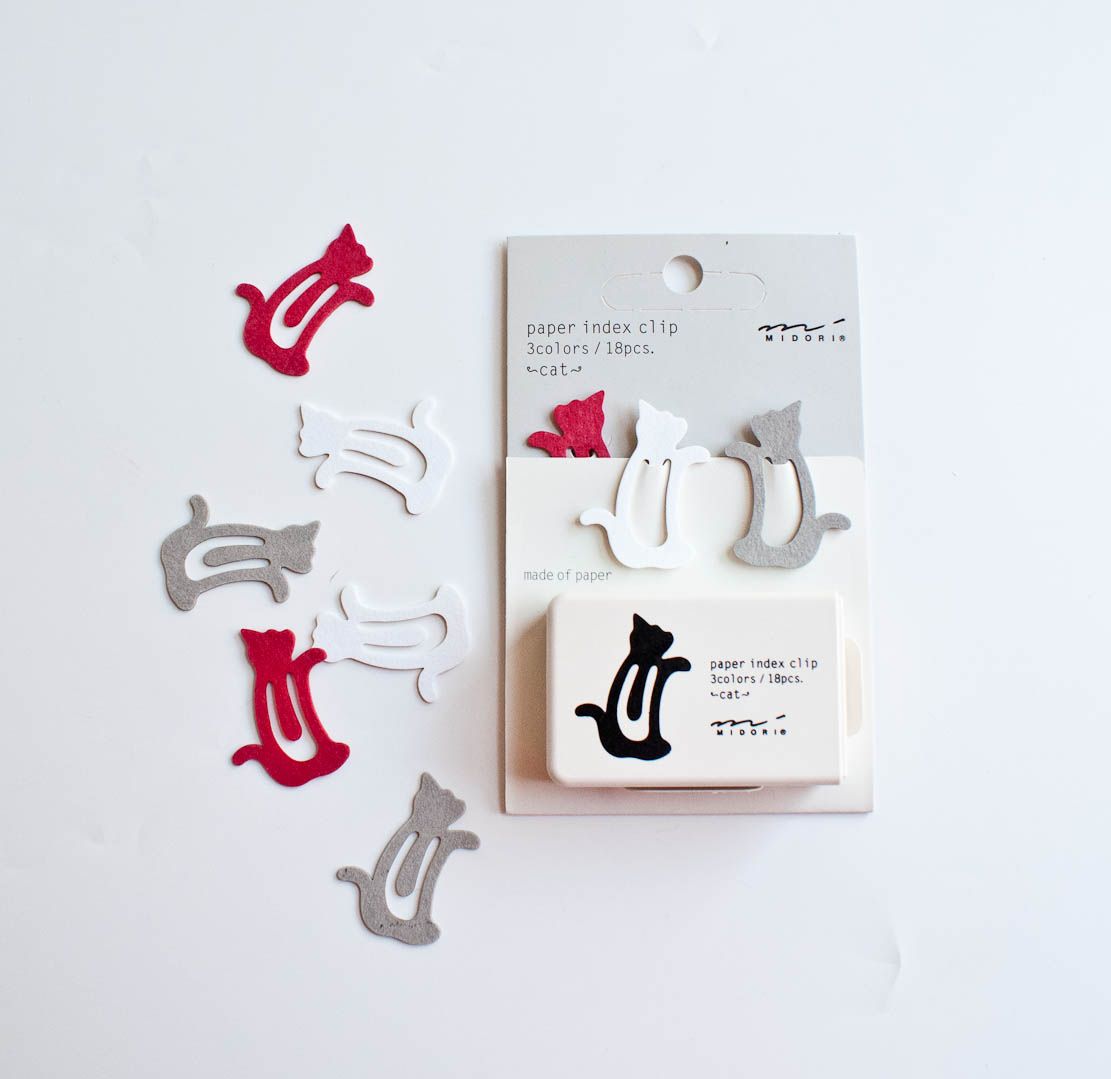 Midori D-Clips Paper Index Clip Cat - Smidapaper Ikigai Shop