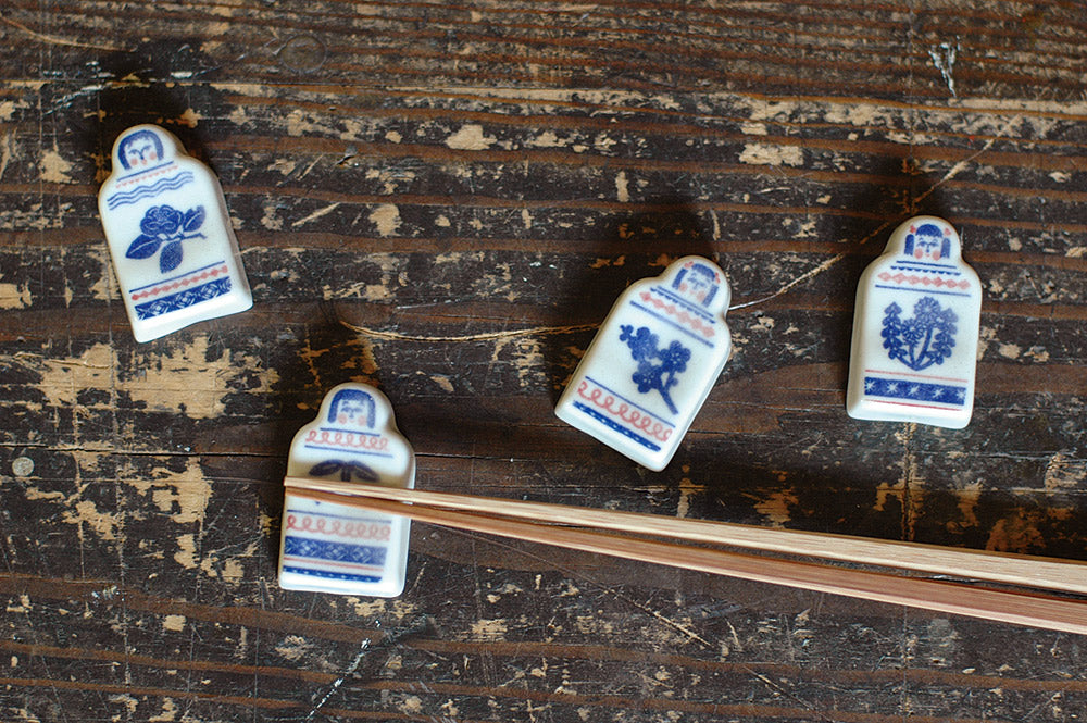 Classiky x Kata Kata : Stamped Hand Chopstick Rest ( Kokeshi Camellia ) - Smidapaper Ikigai Shop