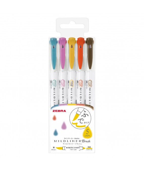 Zebra Mildliner Brush Set: Warm - Smidapaper Ikigai Shop