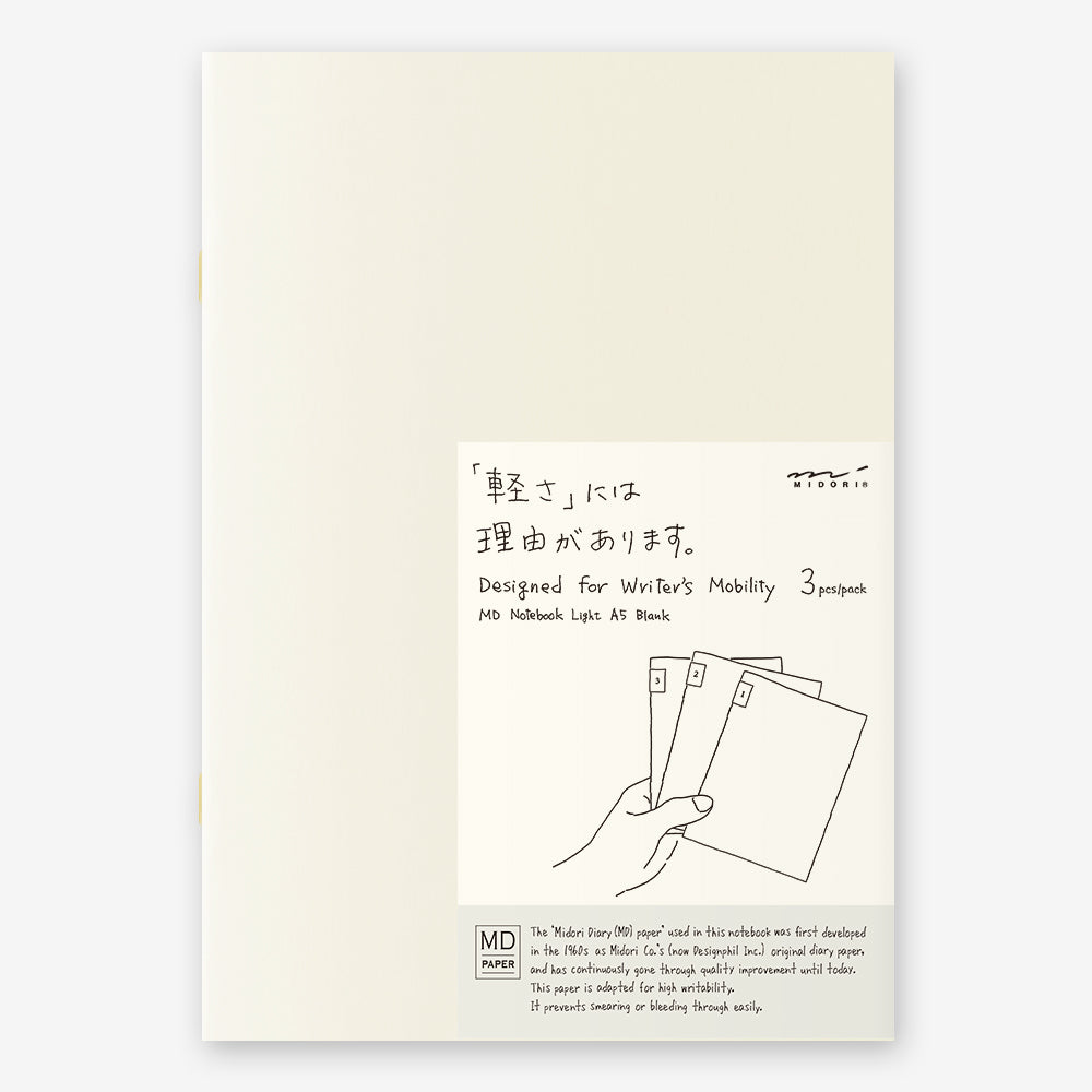 MD Notebook Light A5 | Blank (Set of 3) - Smidapaper Ikigai Shop
