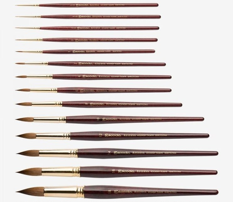 Escoda Reserva Kolinsky Short Round Sable Brush (Size 5/0 - 10) - Smidapaper Ikigai Shop