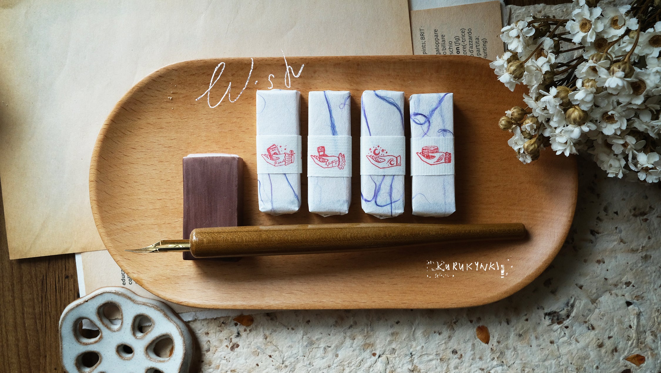 Kurukynki WISH Rubber Stamp (18 designs, sold individually) - Smidapaper Ikigai Shop