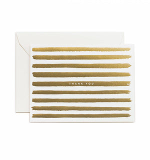 RIFLE PAPER Co. - Box set of 8 : Gold Stripes Thank You Greeting Card - Smidapaper Ikigai Shop