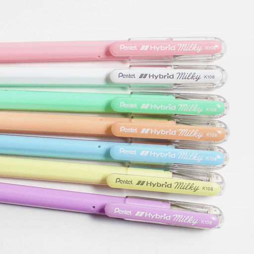 Pentel Hybrid Milky Pastel Gel 0.8mm Gel Pen (7 colours, sold separately) - Smidapaper Ikigai Shop