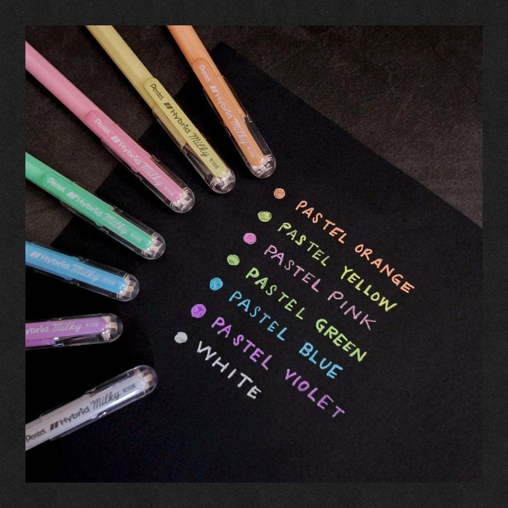 Pentel Hybrid Milky Pastel Gel 0.8mm Gel Pen (7 colours, sold separately) - Smidapaper Ikigai Shop