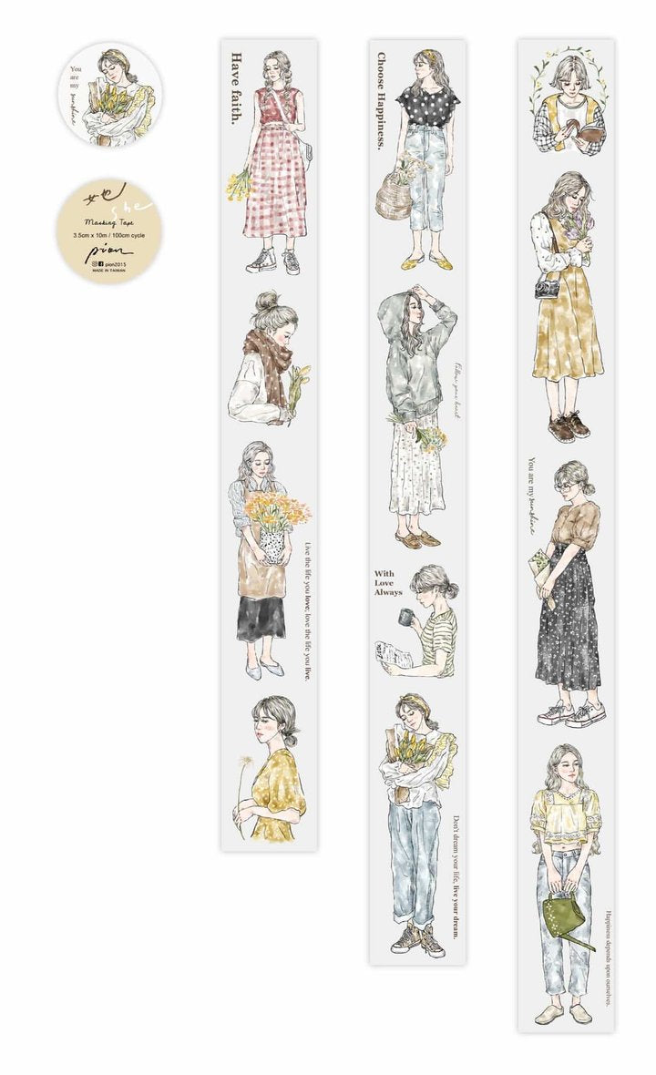 Pion She Washi Tape - Smidapaper Ikigai Shop