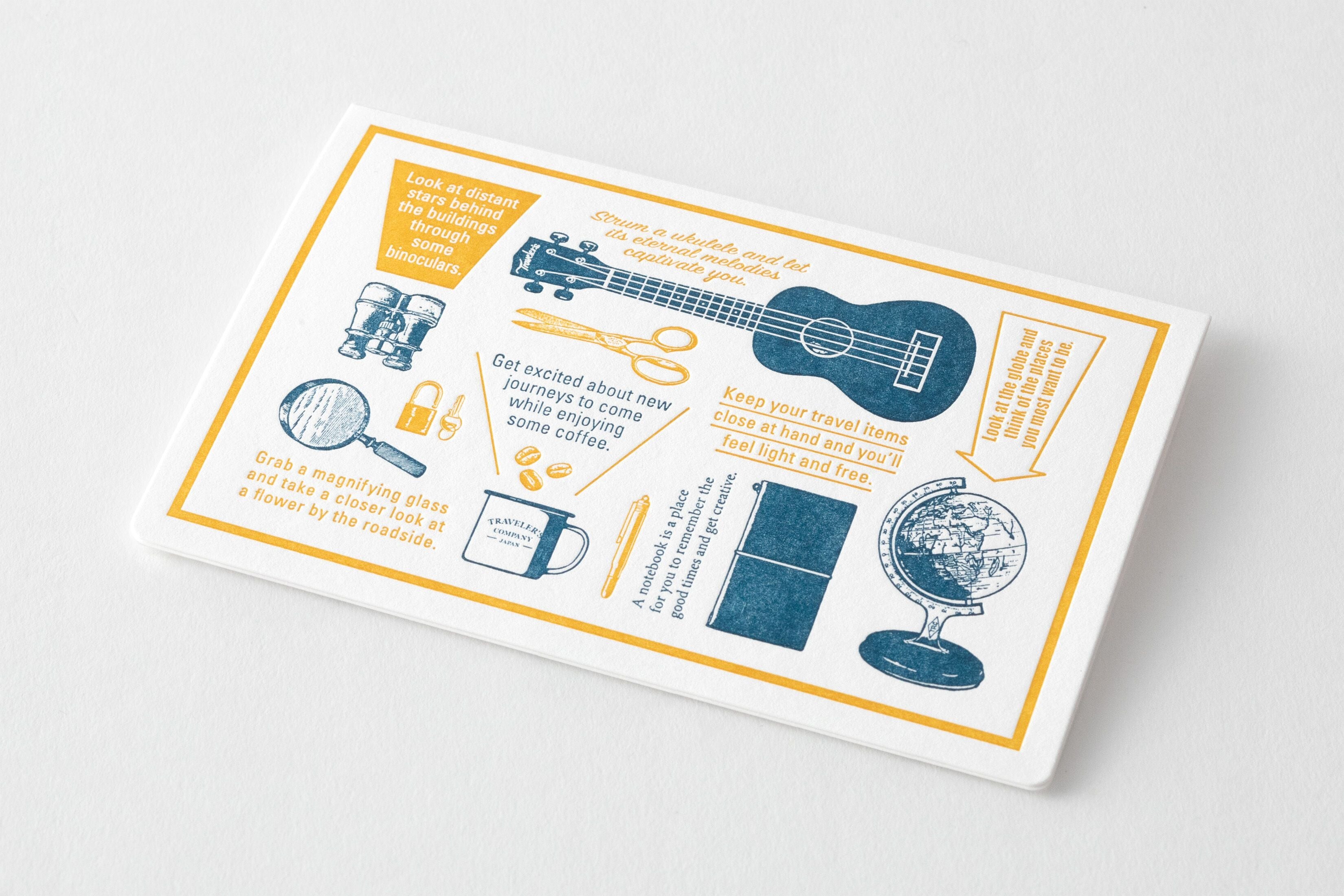 Traveler's Factory Travel Tools Letterpress Greeting Card Blue - Smidapaper Ikigai Shop