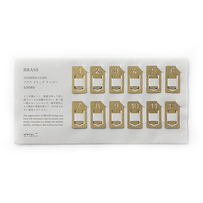 Traveler's Notebook Brass Number Clips - Smidapaper Ikigai Shop