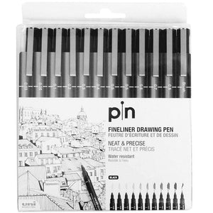 Uni Pin Fine Line Drawing Pen- Black (Set of 12) - Smidapaper Ikigai Shop